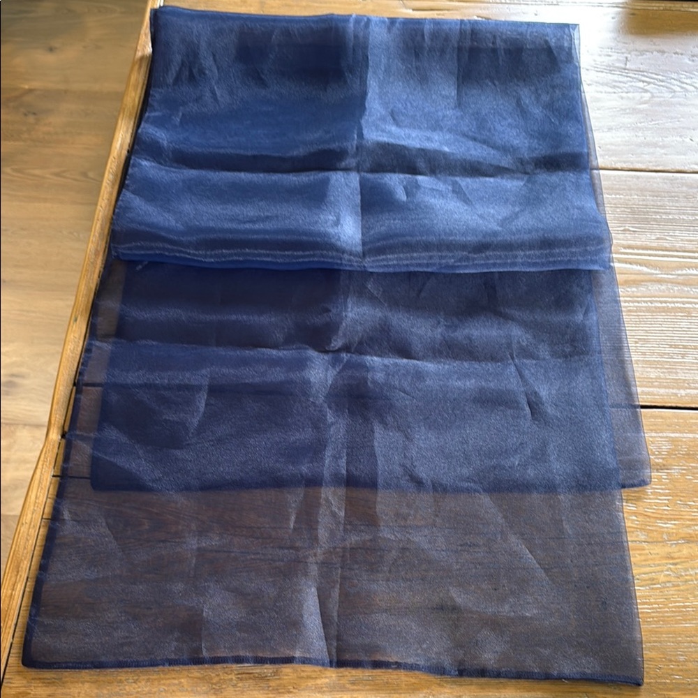 Elegant Organza Navy Blue Shawl 18”x80”